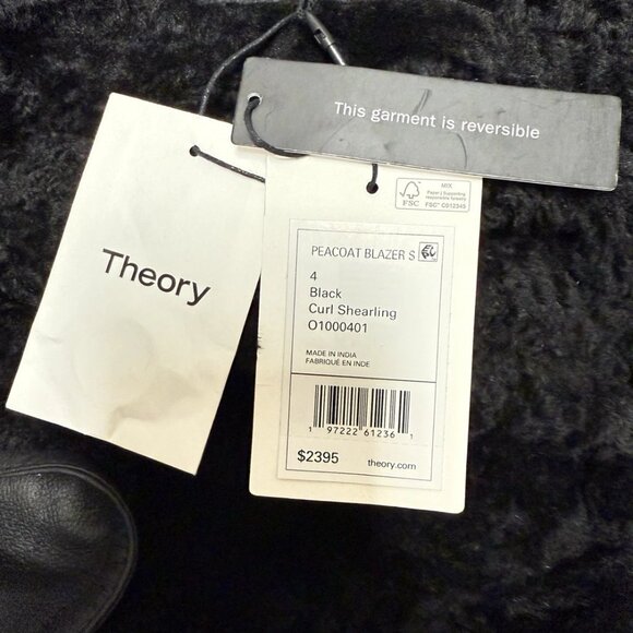 THEORY Reversible Double-Breasted Shearling Lambskin Jacket - Picture 14 of 14